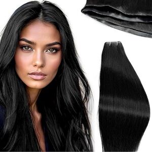 Butterfly Weft Hair Extensions Human Hair-Jet Black 100g #1 22 Inch NEW